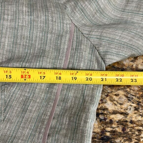 Spanner Linen Green Long Sleeve Striped Zip Up Jacket Size 14 - Picture 11 of 12
